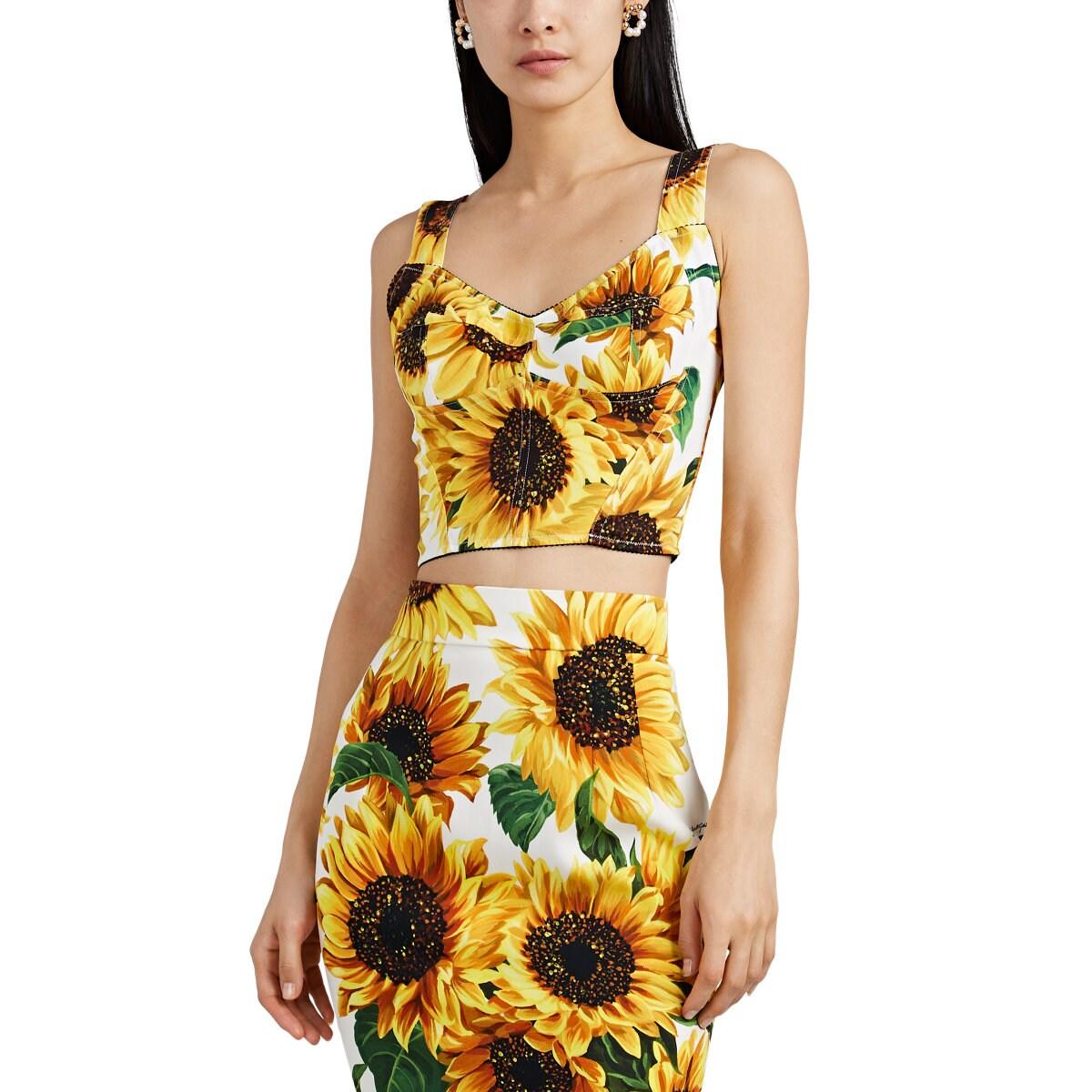 Dolce & Gabbana Synthetic Sunflowerprint Cady Bustier Top in Floral