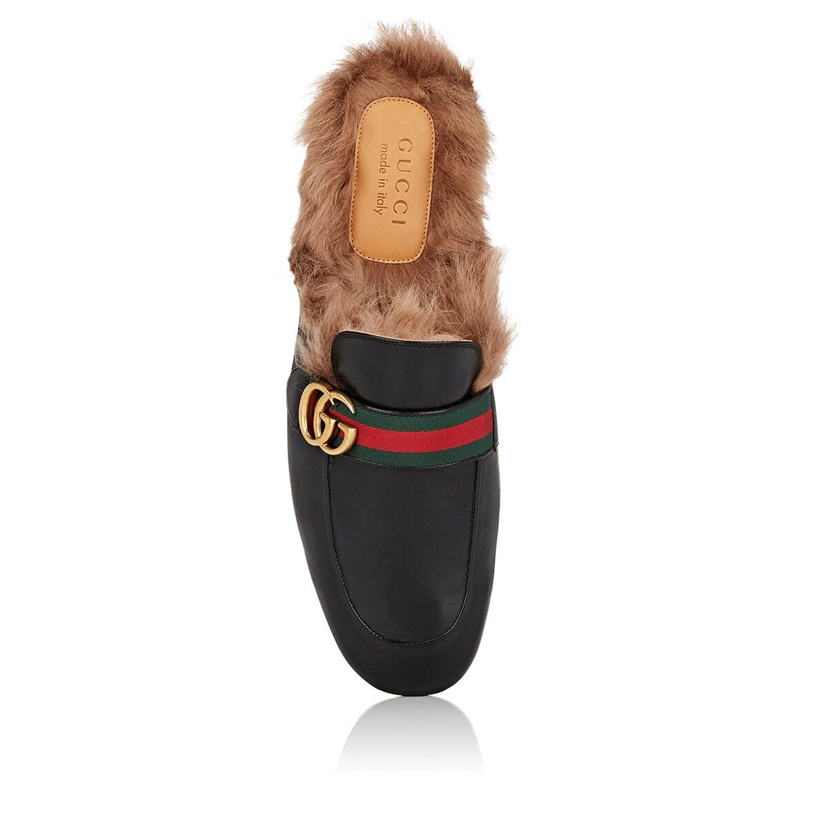 princetown leather slipper fur