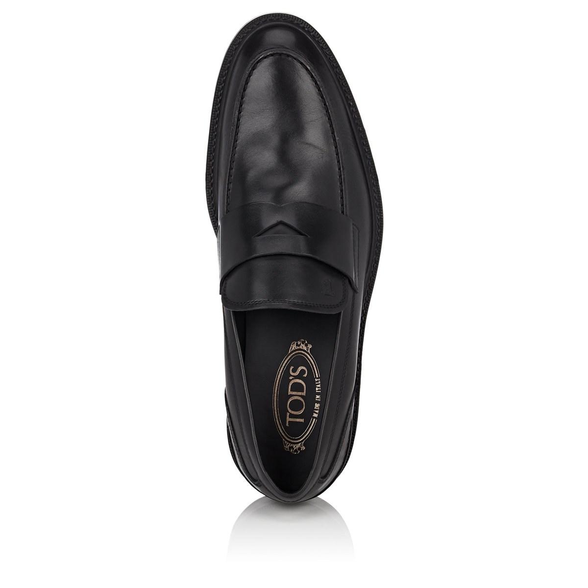 Tod's Leather Penny Loafers in Black for Men - Lyst
