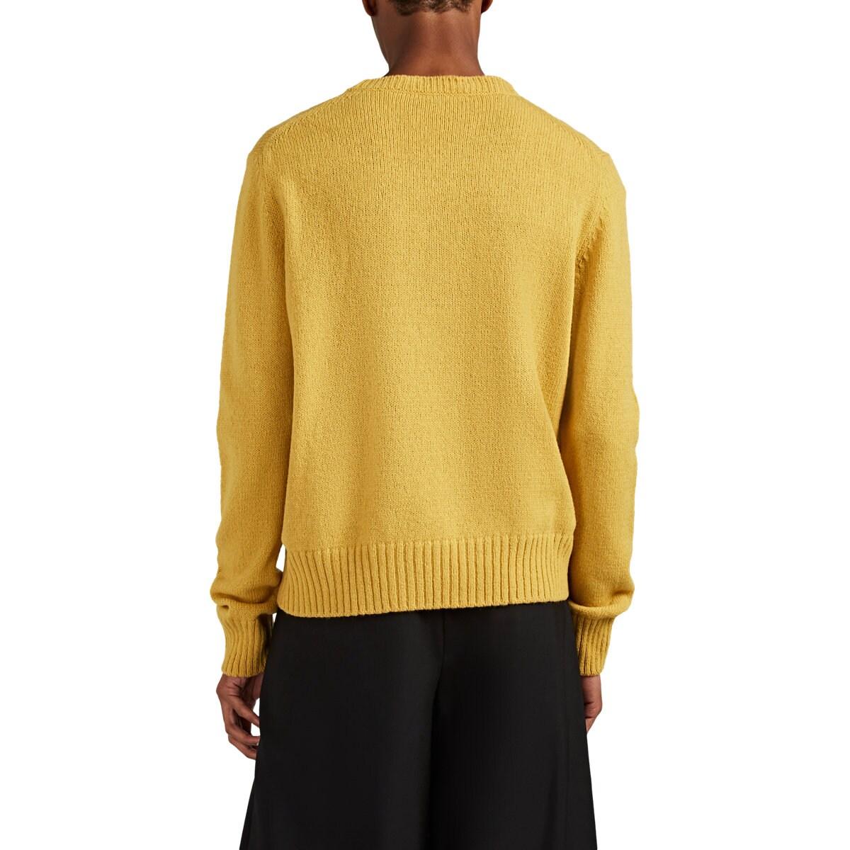 Prada Virgin Wool Crewneck Sweater in Yellow for Men - Lyst