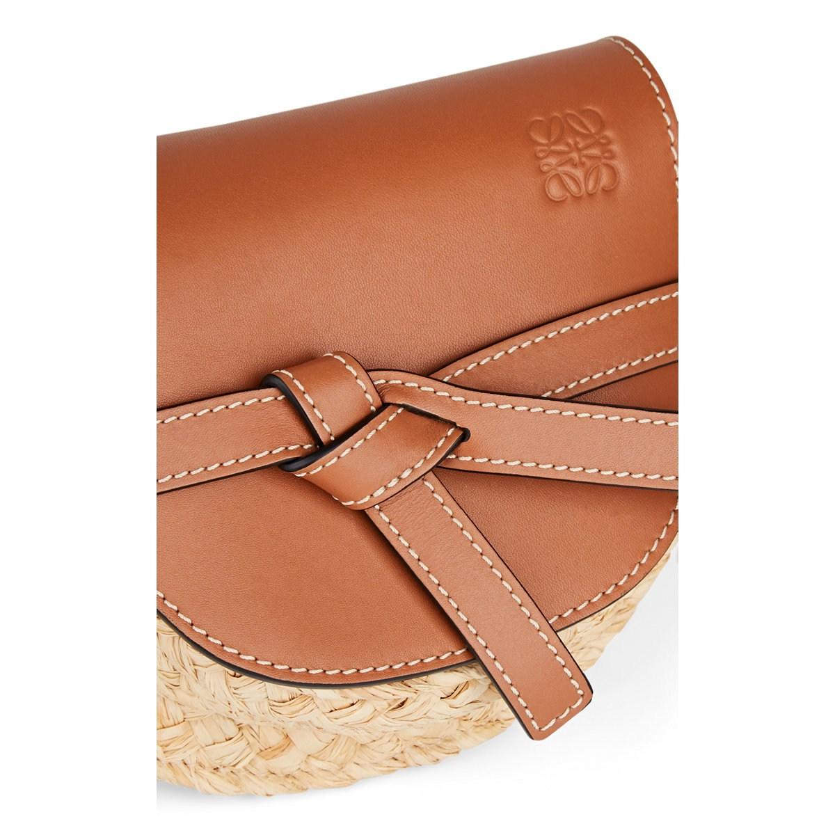 Loewe Gate Mini Straw & Leather Shoulder Bag in Beige (Natural) Lyst
