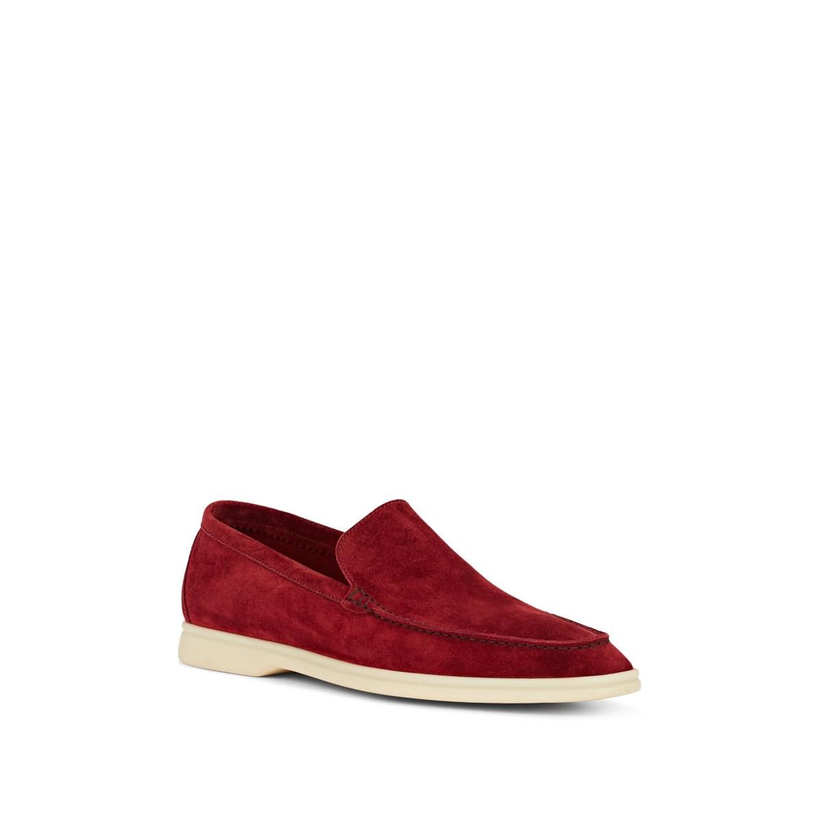Loro Piana Summer Walk Suede Loafers in Red for Men - Lyst