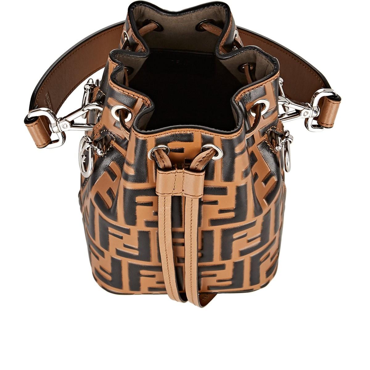 Fendi Leather Mon Tresor Mini Bucket Bag in Brown - Lyst