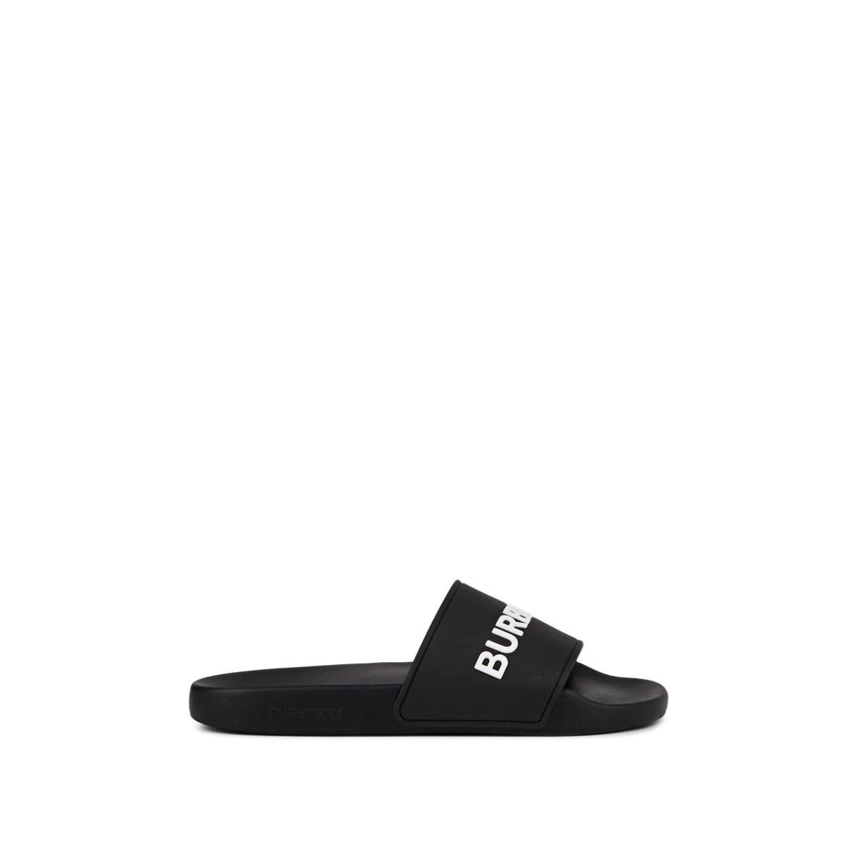 Lyst - Burberry Logo Rubber Slide Sandals in Black for Men