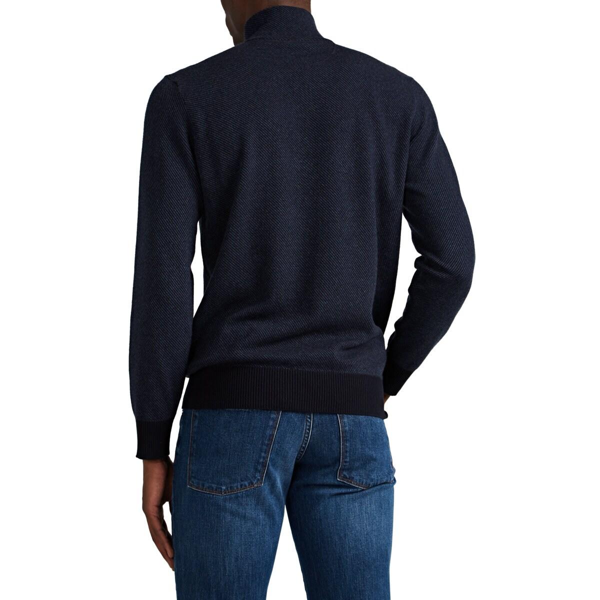 Loro Piana Diagonal-striped Cashmere Quarter-zip Sweater in Navy (Blue ...