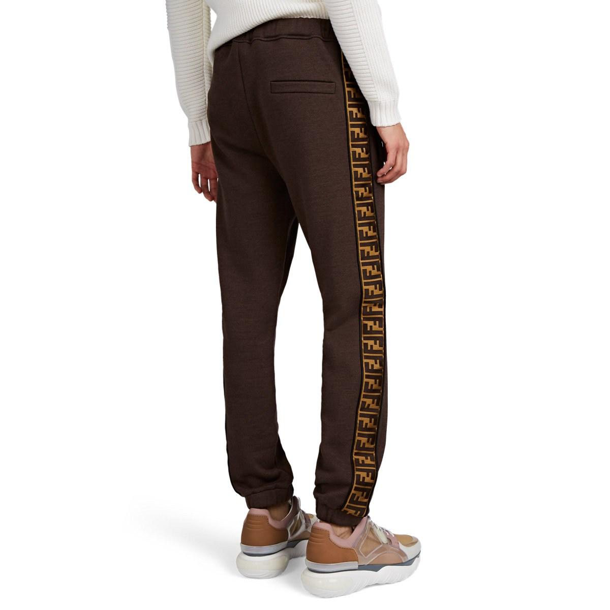 Fendi Logo-striped Cotton-blend Fleece Sweatpants in Brown for Men - Lyst
