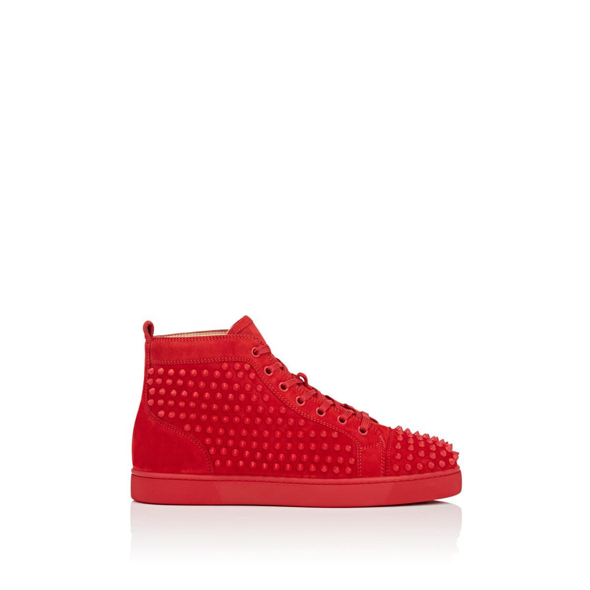 Christian Louboutin Louis Flat Suede Sneakers in Red for Christian Louboutin Louis Flat Suede Sneakers in Red for