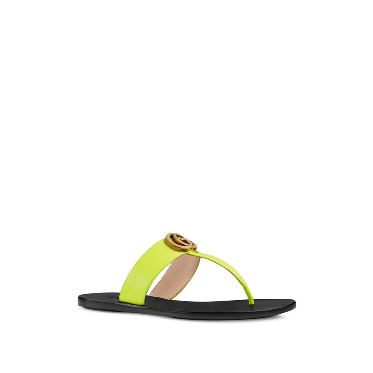 GUCCI Calfskin GG Marmont Thong Sandals 38 Vintage Bordeaux 556852 | FASHIONPHILE