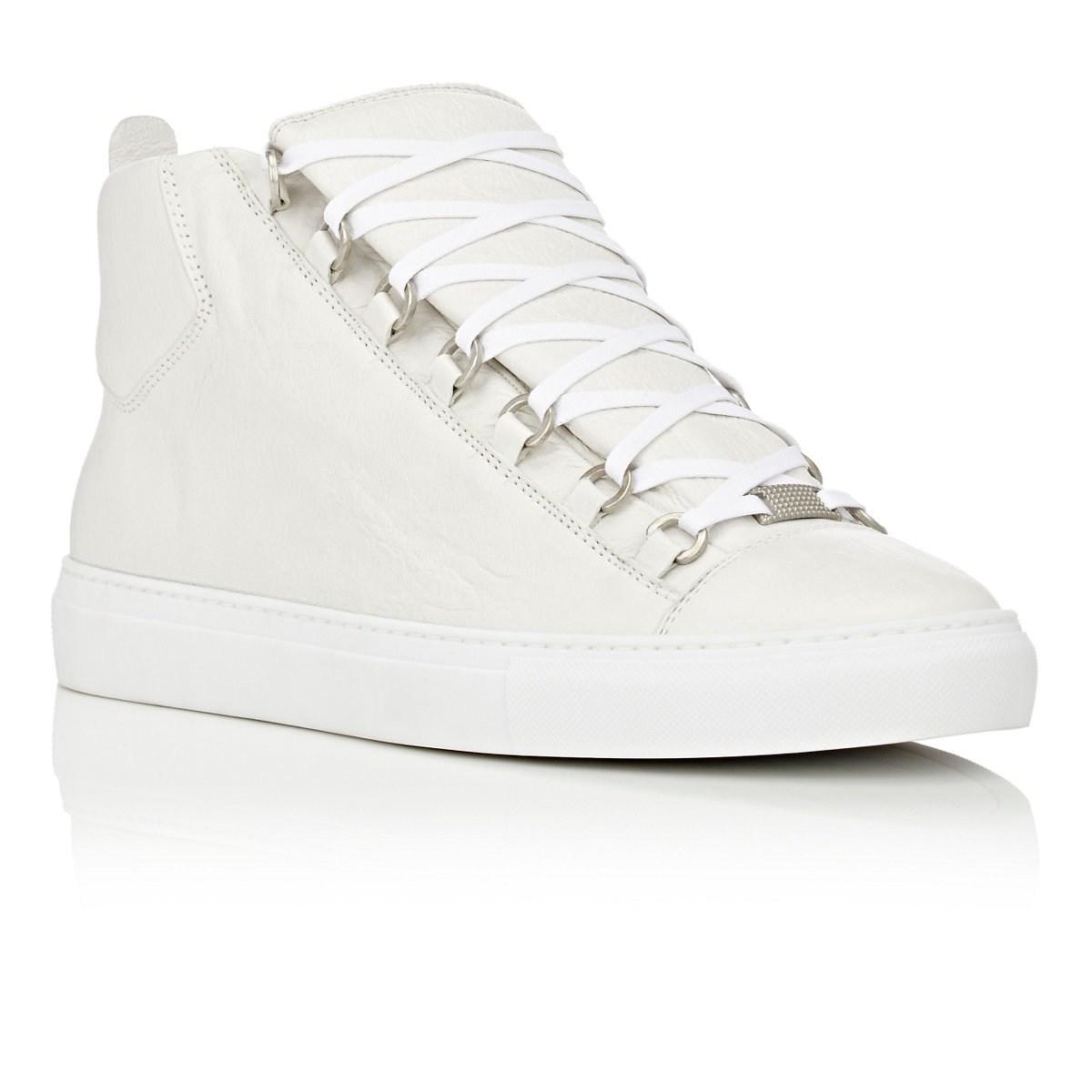 Balenciaga Arena Leather Sneakers in White for Men - Lyst