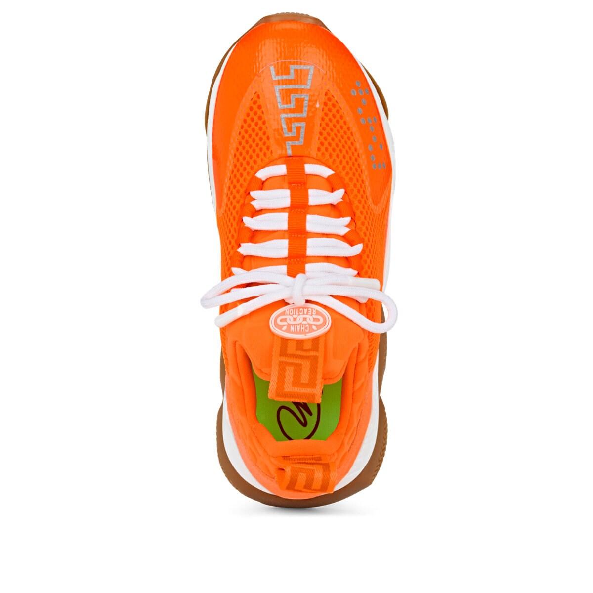 Versace Suede Chain Reaction Sneakers in Orange - Lyst