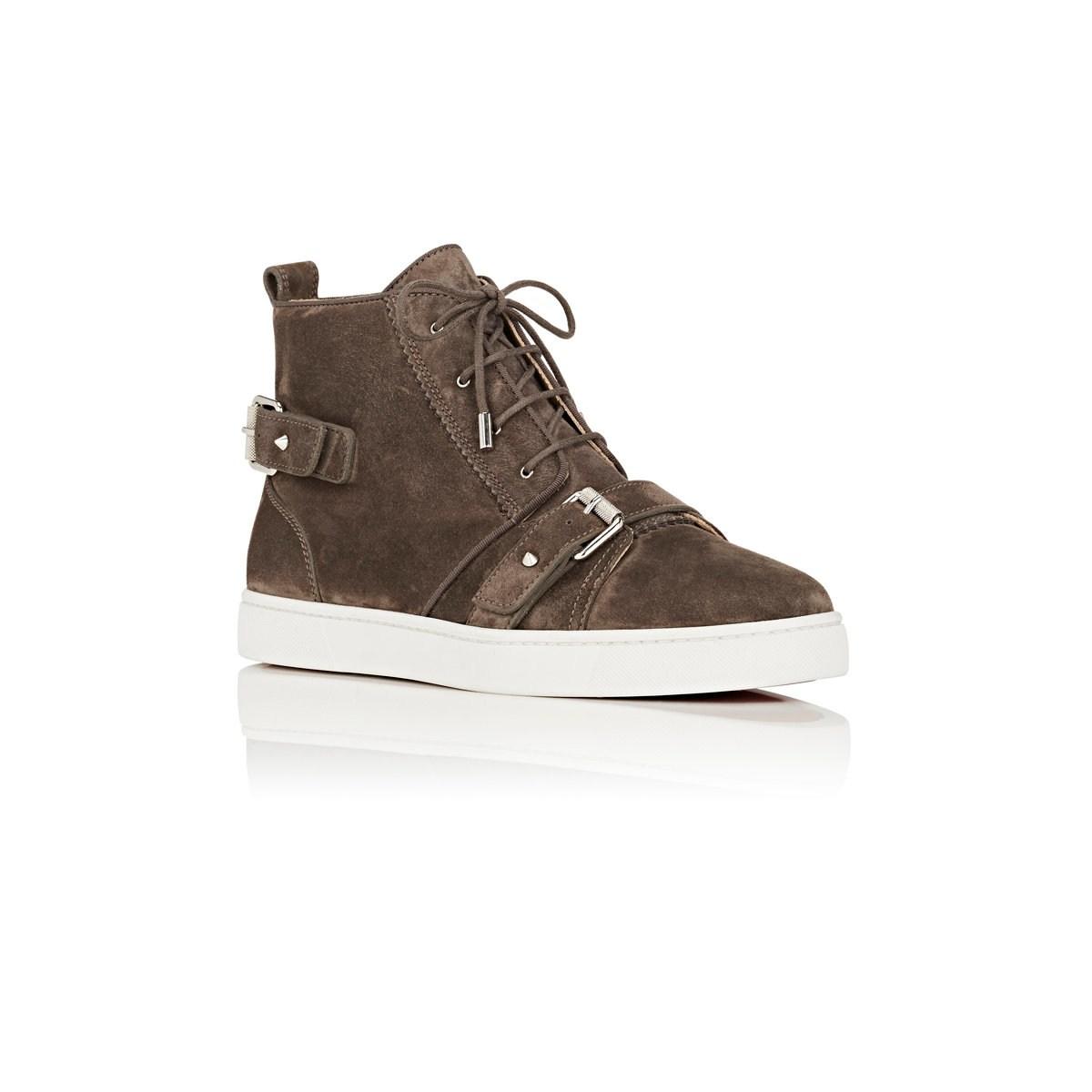 Christian Louboutin Nono Strap Suede Sneakers in Grey (Gray) for Men - Lyst
