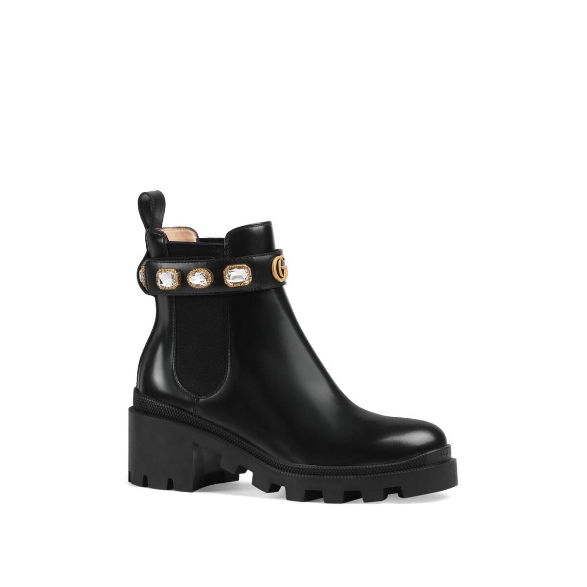 Gucci Leather Gemstone Chelsea Boots in Nero (Black) - Lyst