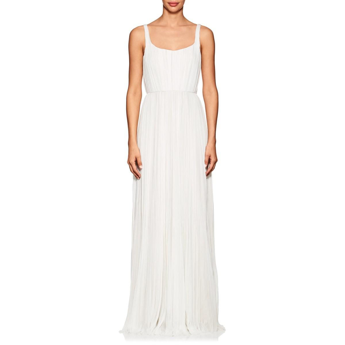 J Mendel Ballerina Pleated Silk Gown In White Lyst