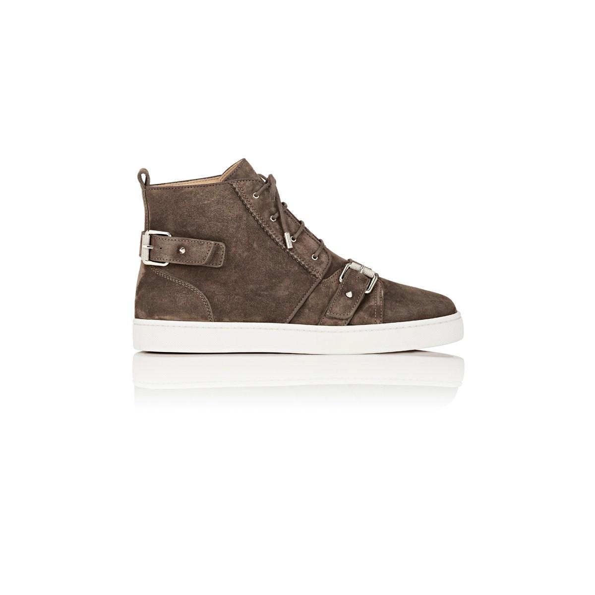 christian louboutin grey suede sneakers
