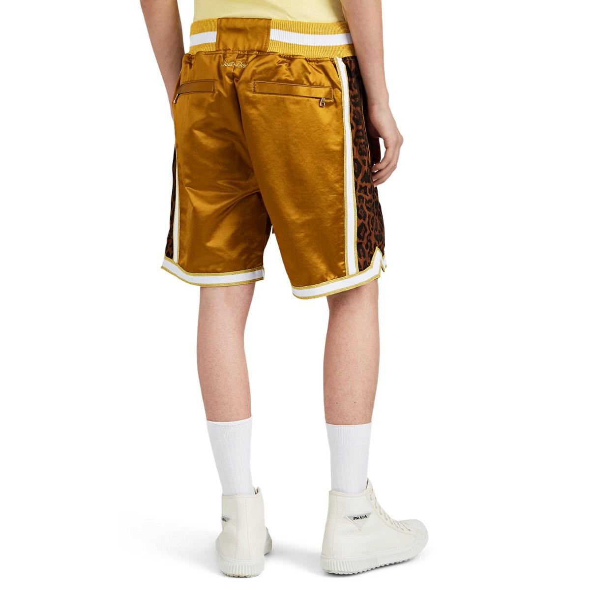 Just Don Leopardprint Cottonblend Satin Basketball Shorts in Gold (Metallic) for Men Lyst