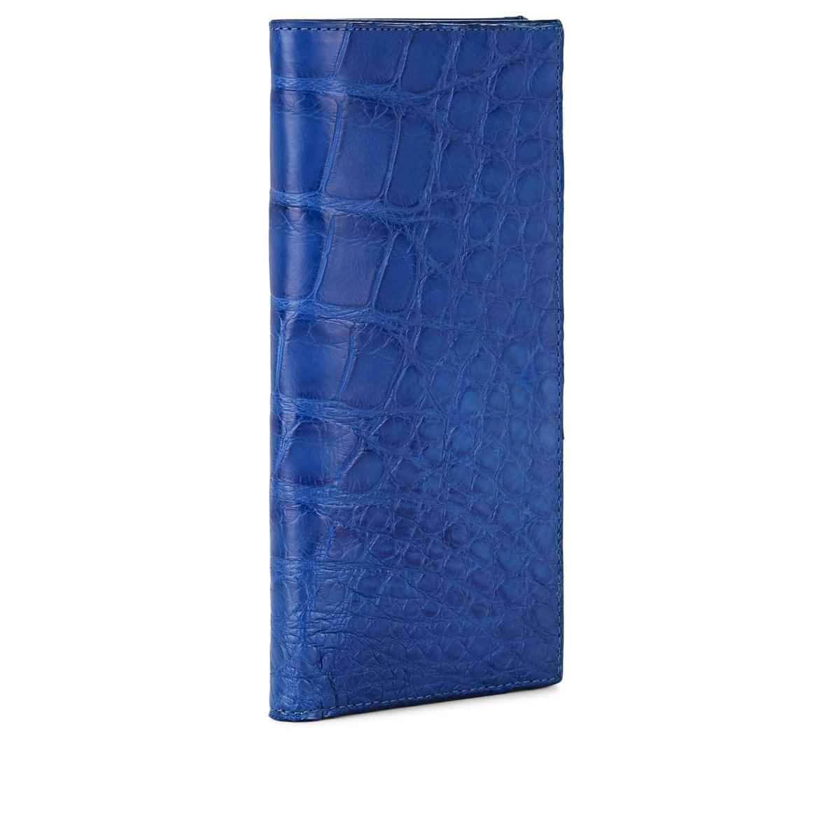 Barneys New York Leather Long Alligator Folding Wallet in Blue for Men - Lyst
