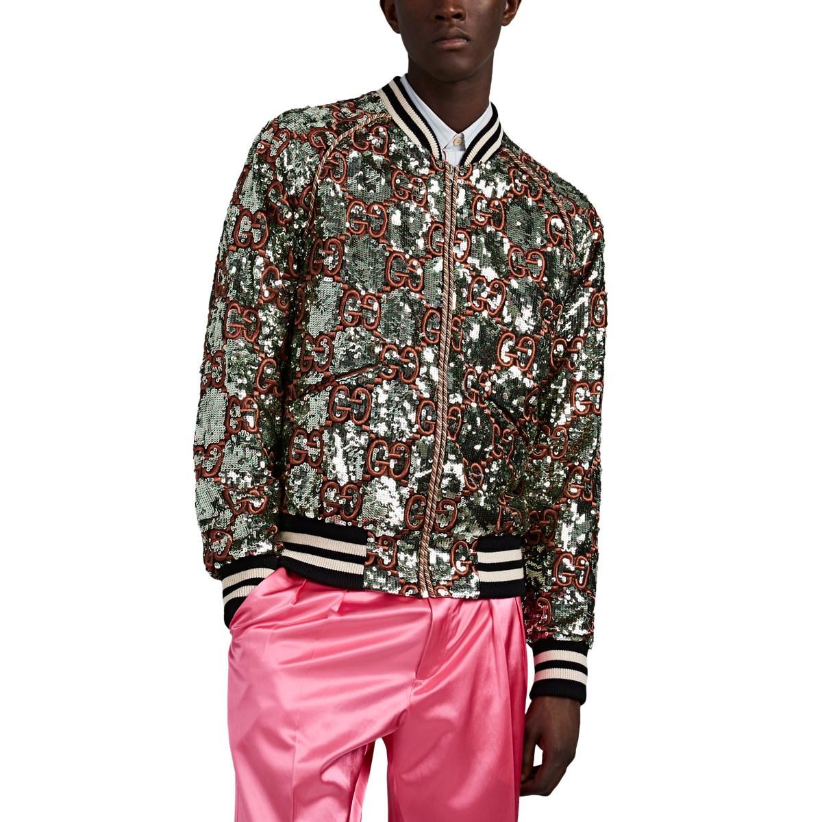 gucci logo print bomber jacket
