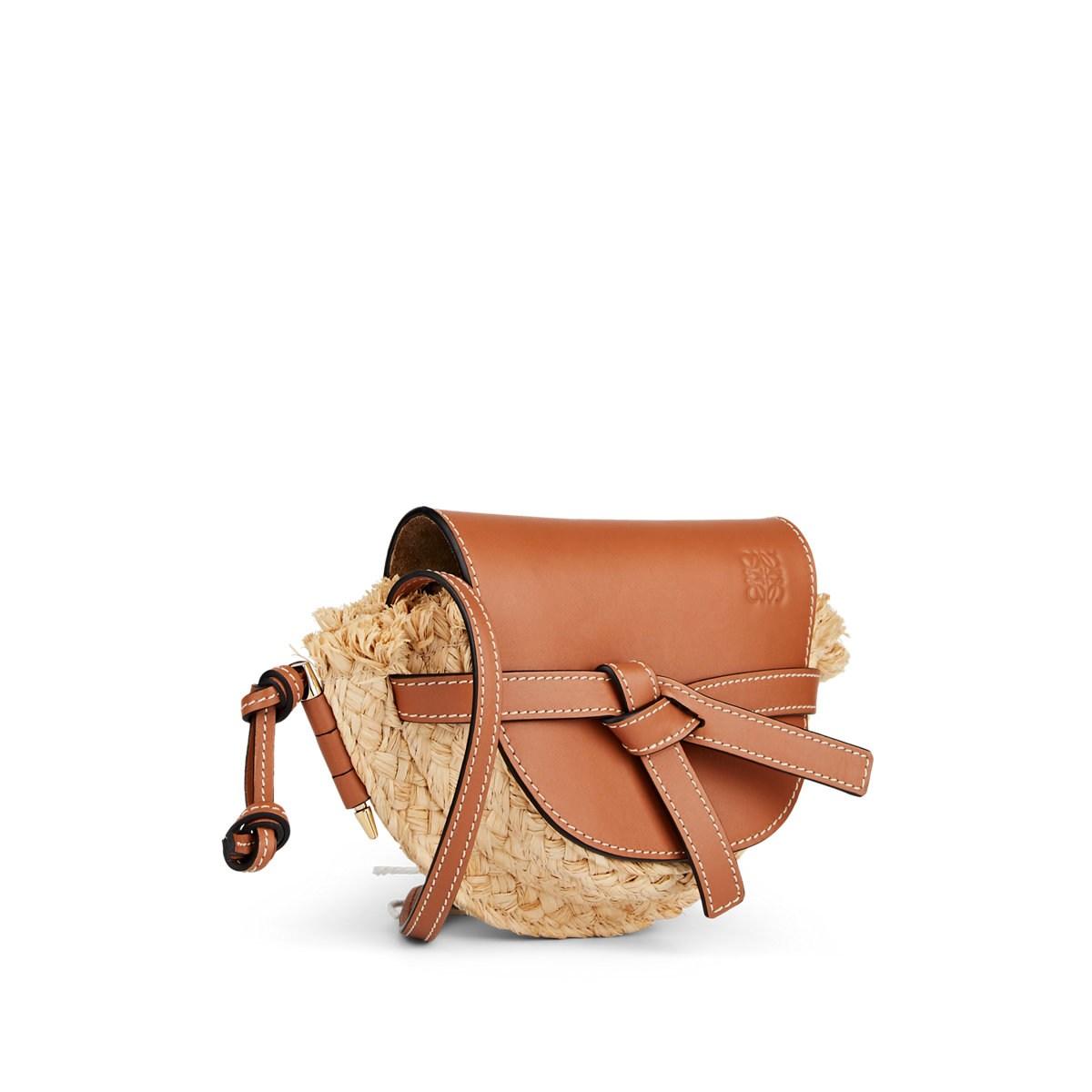Loewe Gate Mini Straw & Leather Shoulder Bag in Beige (Natural) Lyst