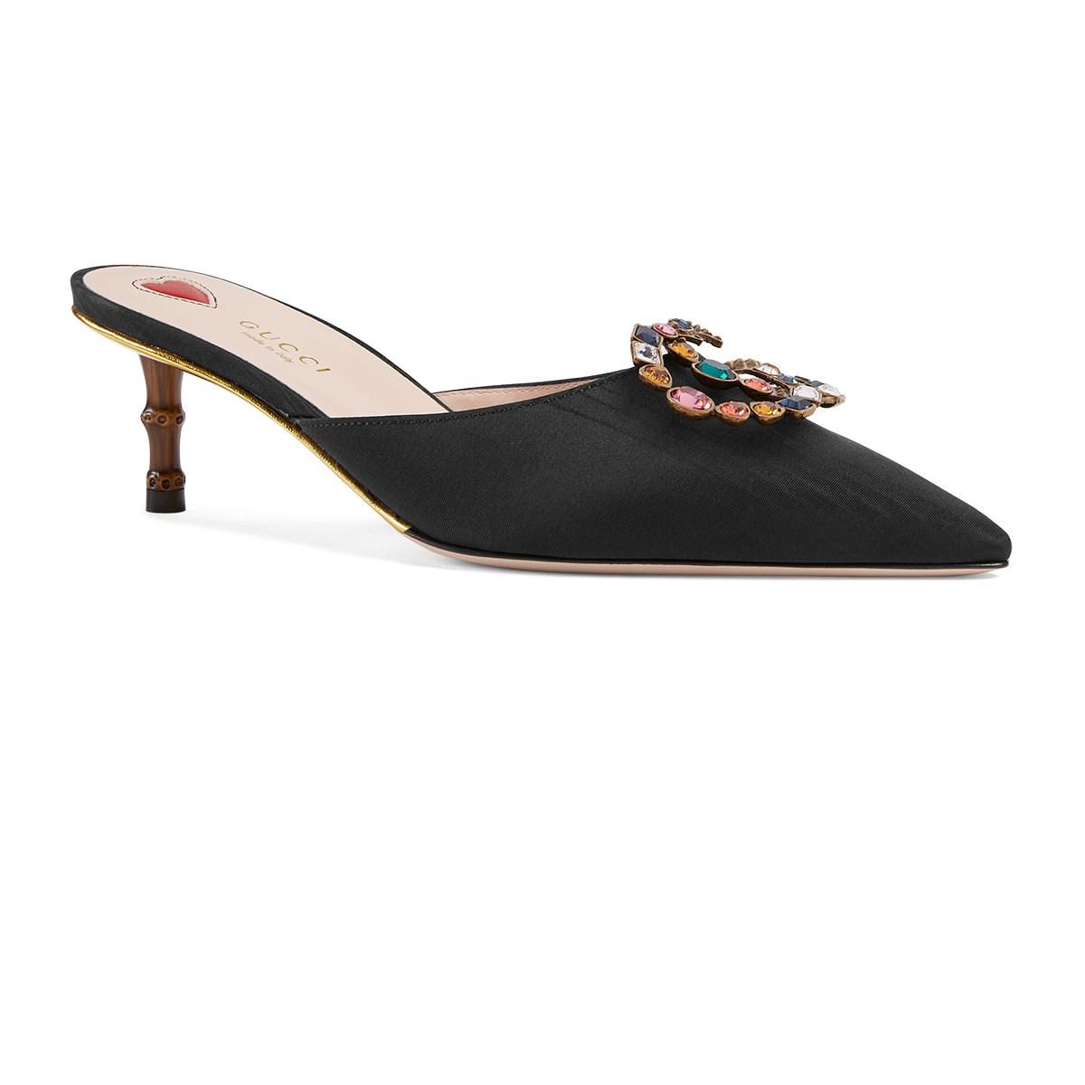 Gucci Leather Black Unia Bamboo Heel Mules - Lyst