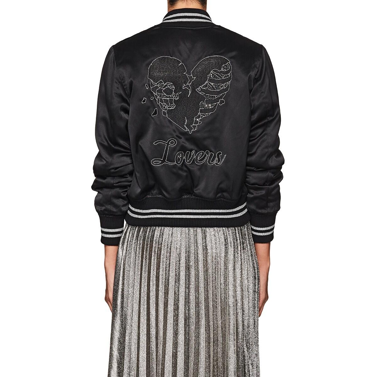 Amiri Lovers Silk Satin Baseball Jacket in Black Lyst