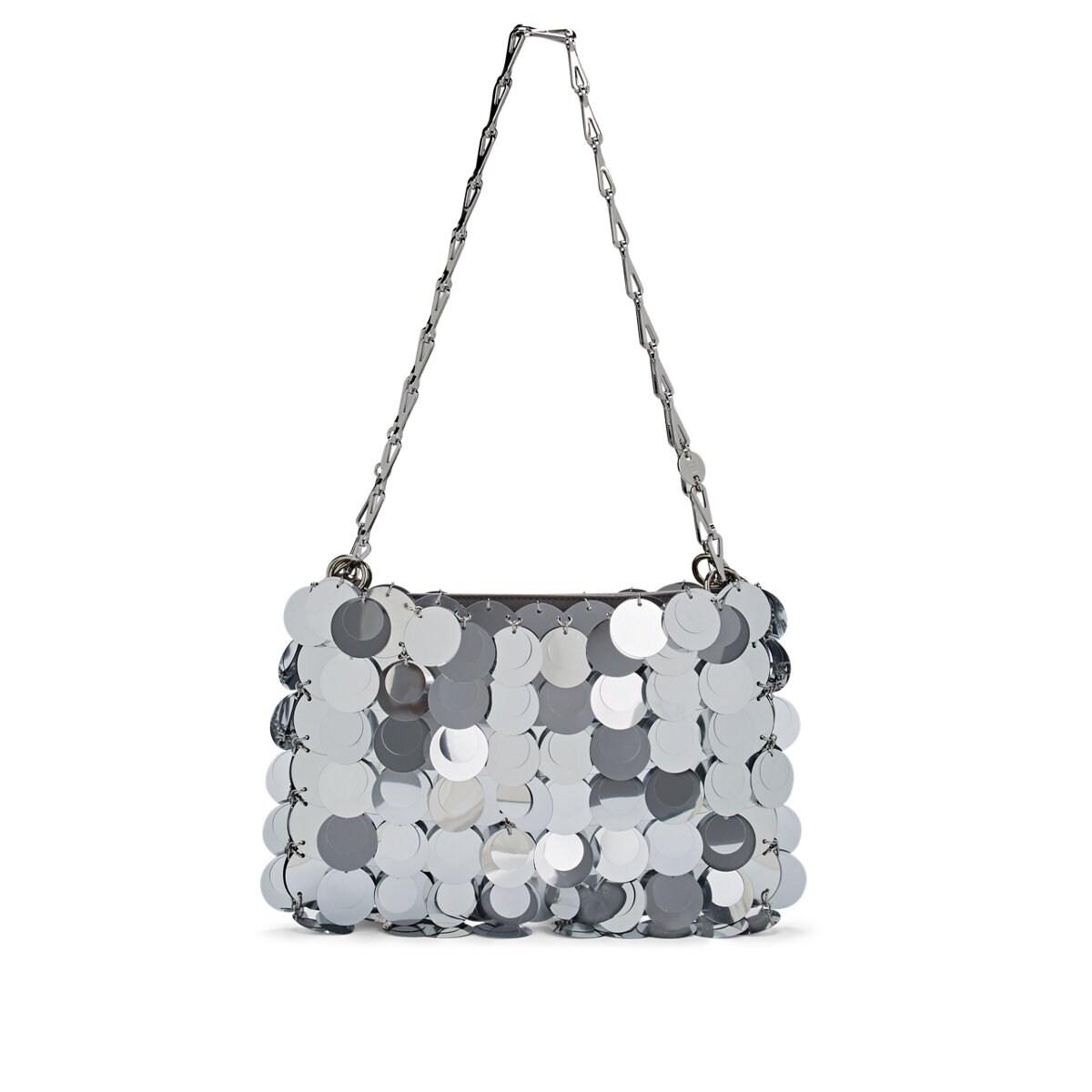 Paco Rabanne Satin Iconic Sparkle Shoulder Bag in Silver (Metallic) - Lyst