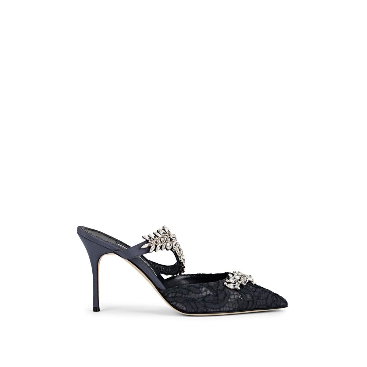 manolo blahnik satin mules