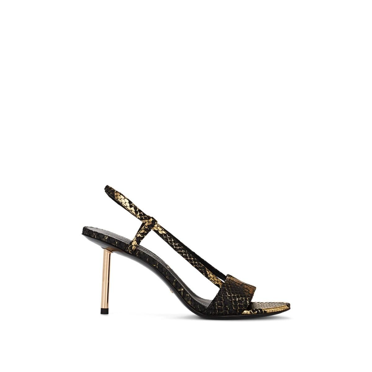 Stella Luna Snakeskin-stamped Leather Slingback Sandals in Gold ...