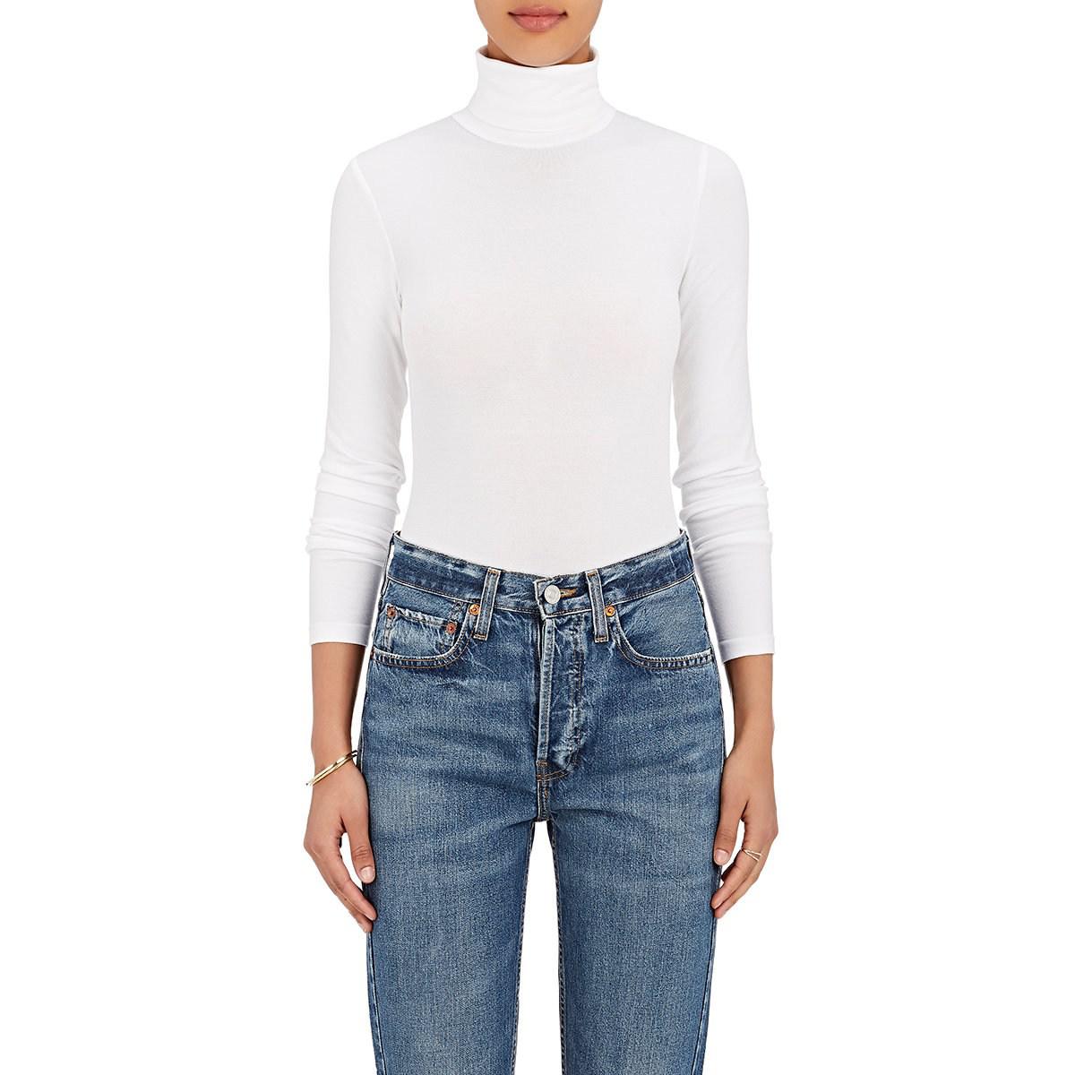 Wolford Cottonblend Turtleneck Bodysuit in White Lyst