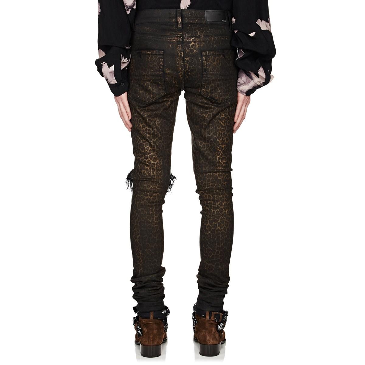Amiri Denim Broken Leopard-print Coated Jeans in Beige (Natural) for ...