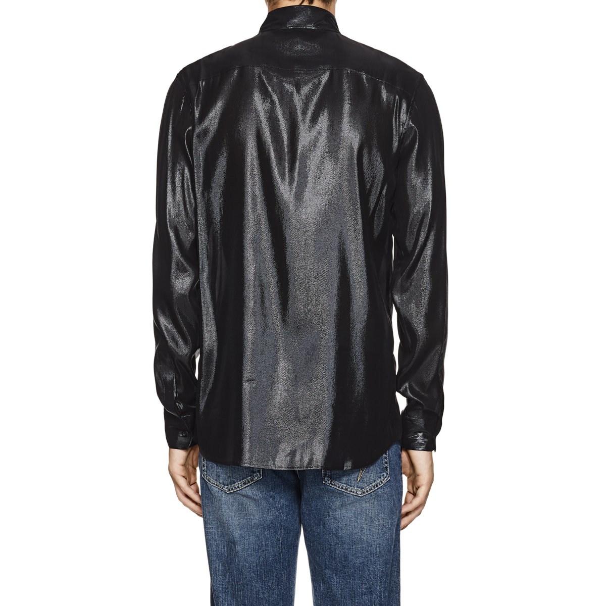 Givenchy Silk-blend Lamé Shirt in Black for Men - Lyst