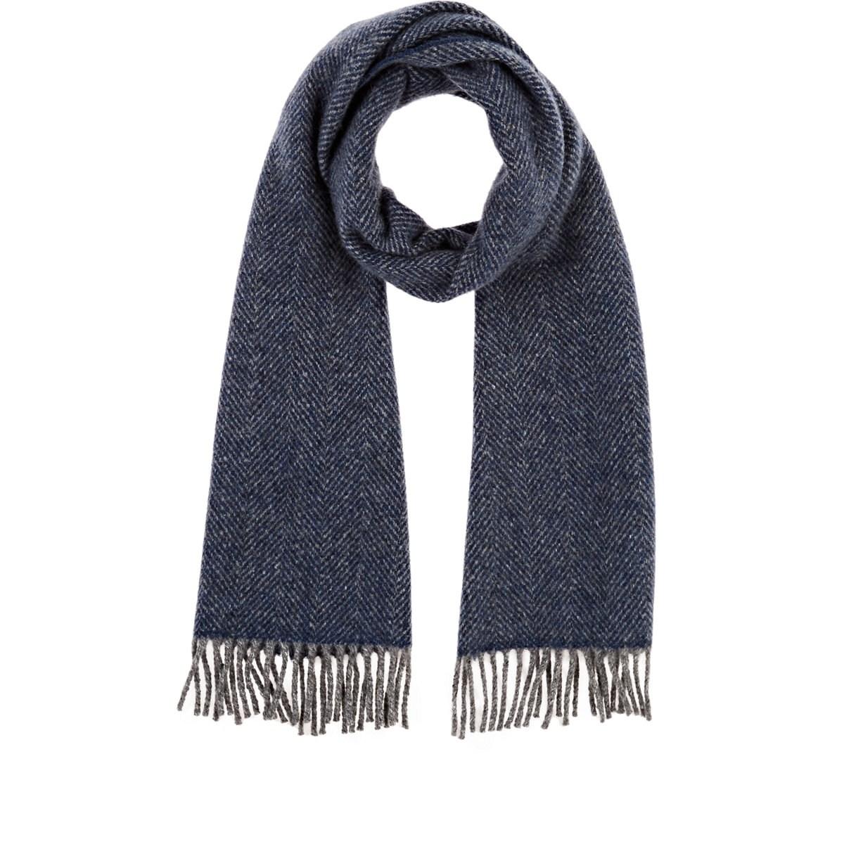 Loro Piana Herringbone Cashmere Scarf in Blue for Men Lyst