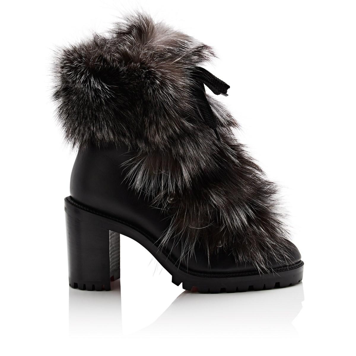 Christian Louboutin Fanny Leather & Fur Ankle Boots in Black - Lyst