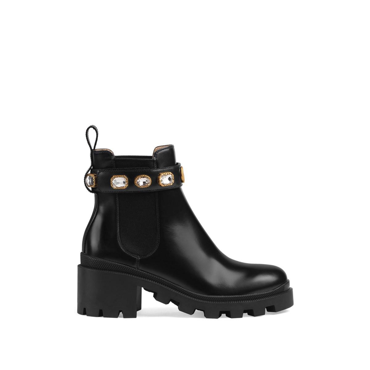 Gucci Leather Gemstone Chelsea Boots in Nero (Black) - Lyst