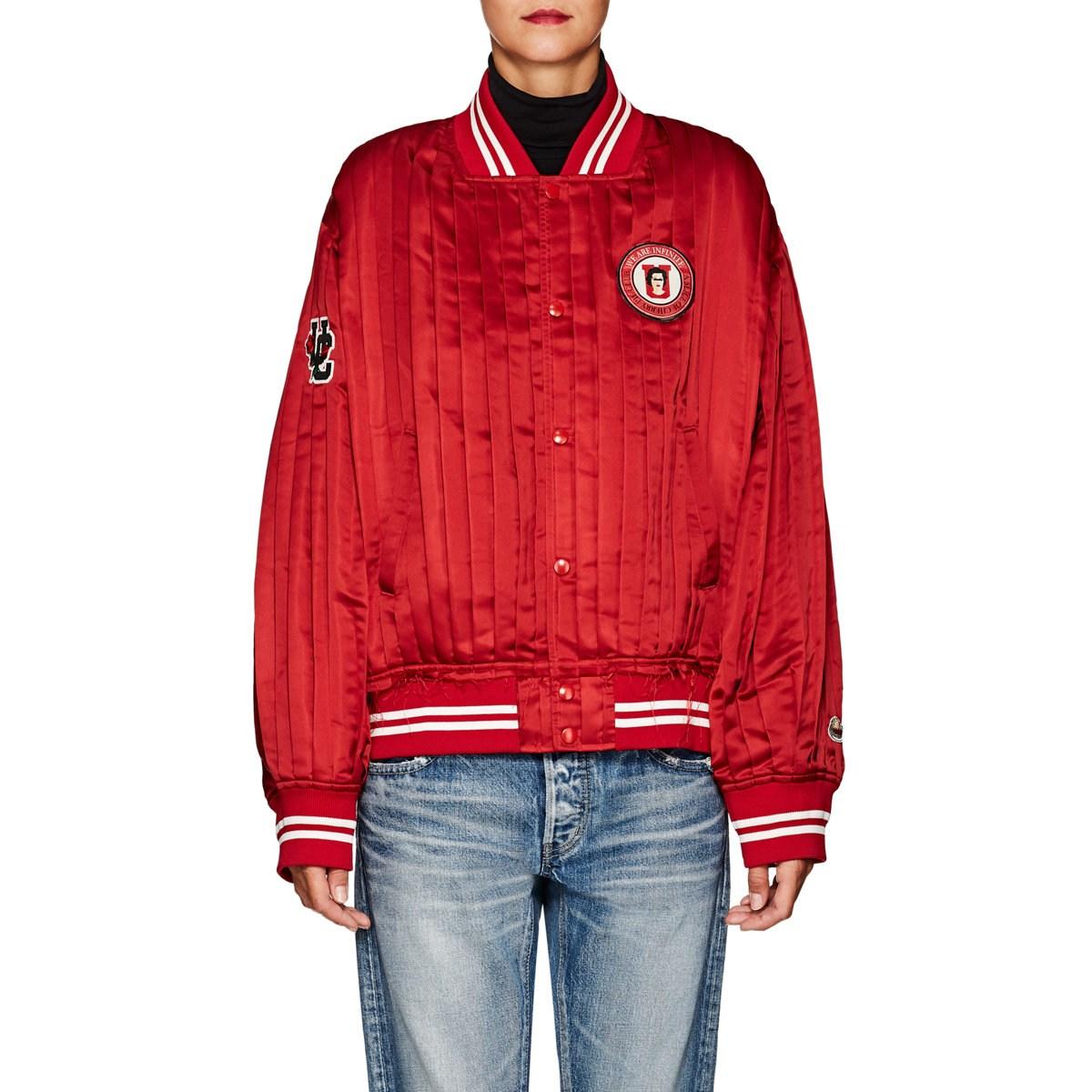 Undercover Patch-appliquéd Silk Satin Varsity Jacket in Red - Lyst