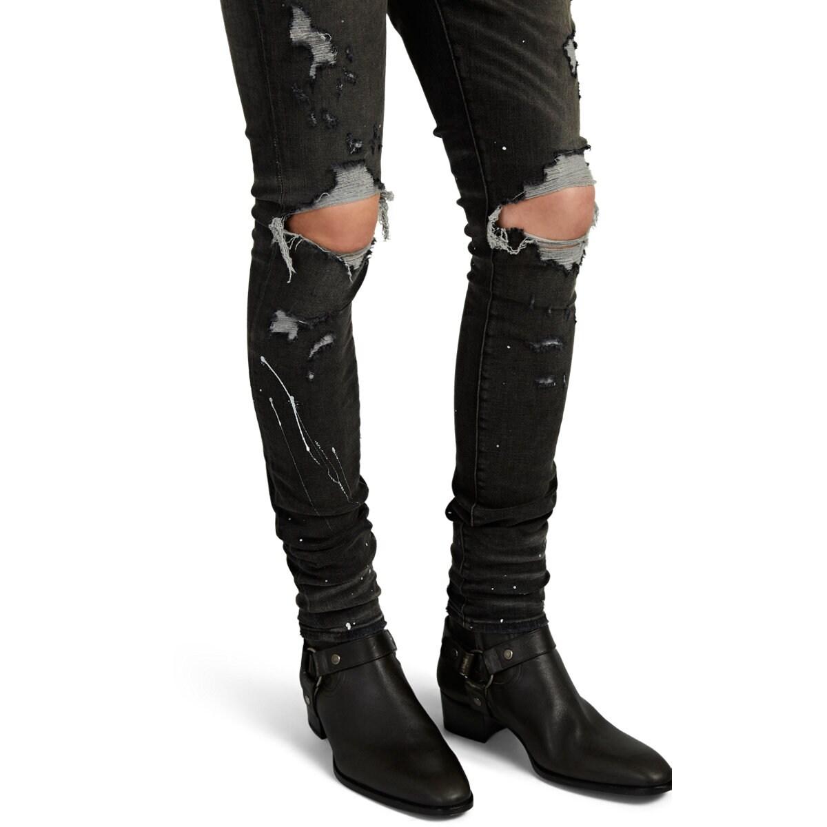 Amiri Denim Thrasher Paintsplatter Skinny Jeans in Black for Men Lyst