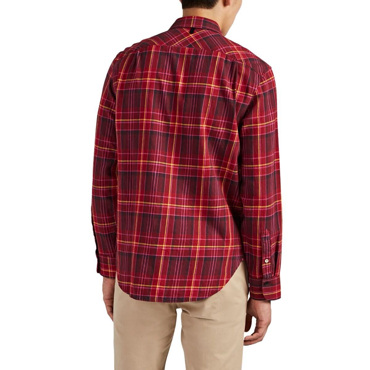 Rag & Bone Plaid Cotton Flannel Shirt in Red for Men - Lyst
