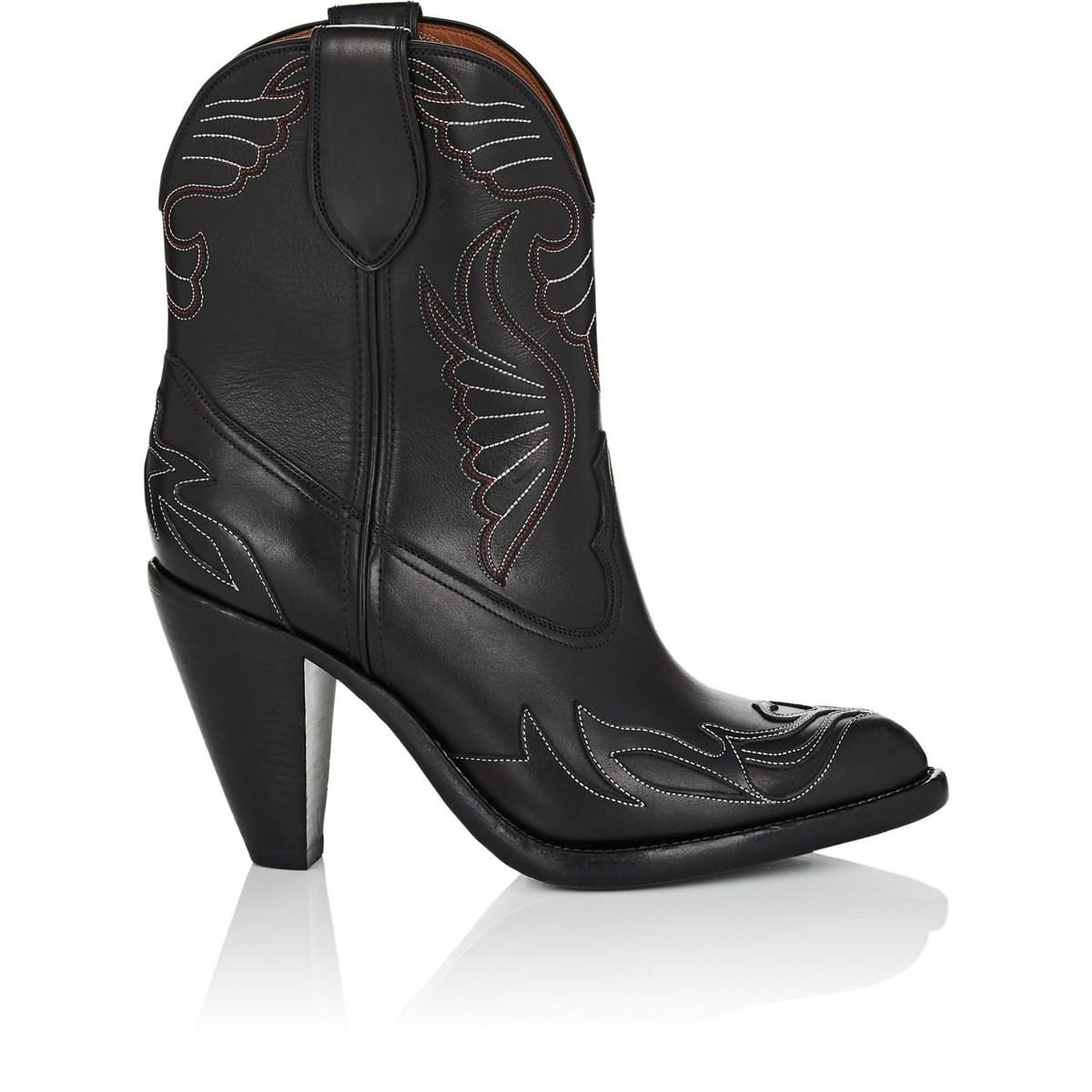 Givenchy Leather Western Ankle Boots in Black Lyst