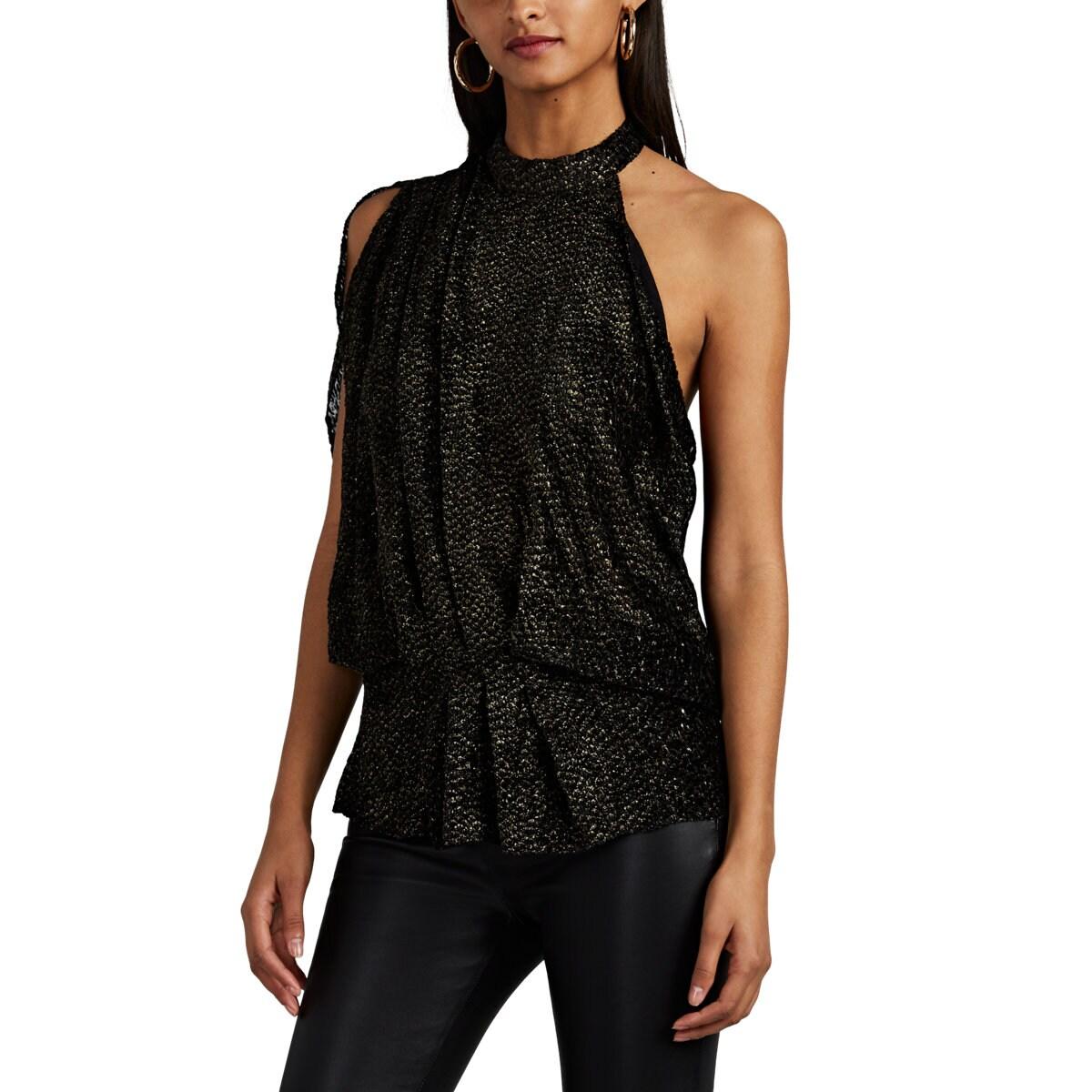 Download IRO Clasbu Devoré Velvet Asymmetric Top Size 36 in Black ...