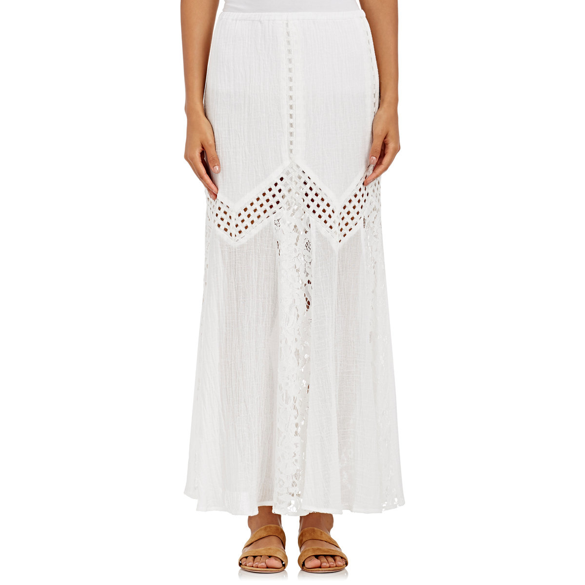 Skin Cotton Lace Gauze Maxi Skirt in White | Lyst