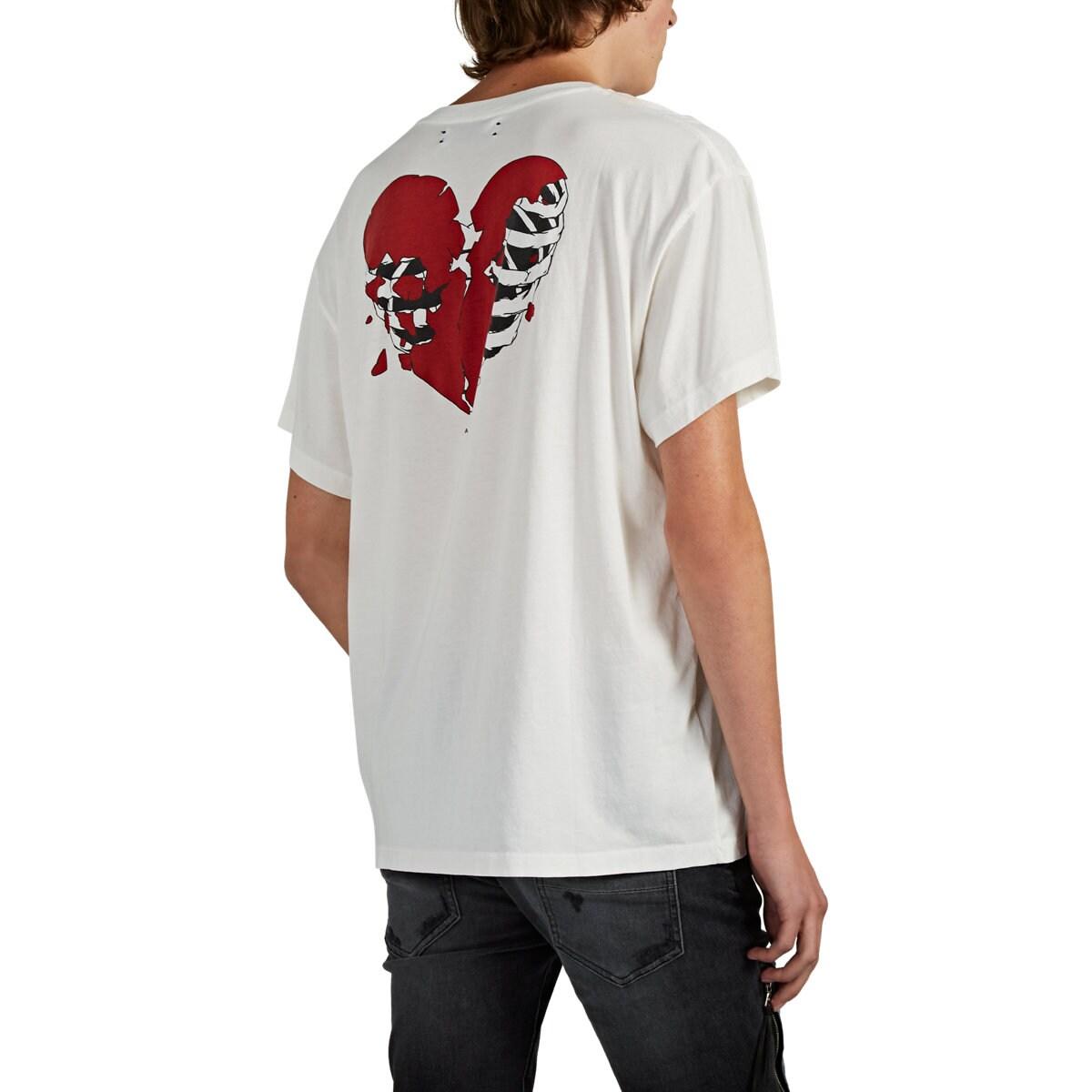 Amiri lovers Skeleton-heart Cotton T-shirt in White for Men - Lyst