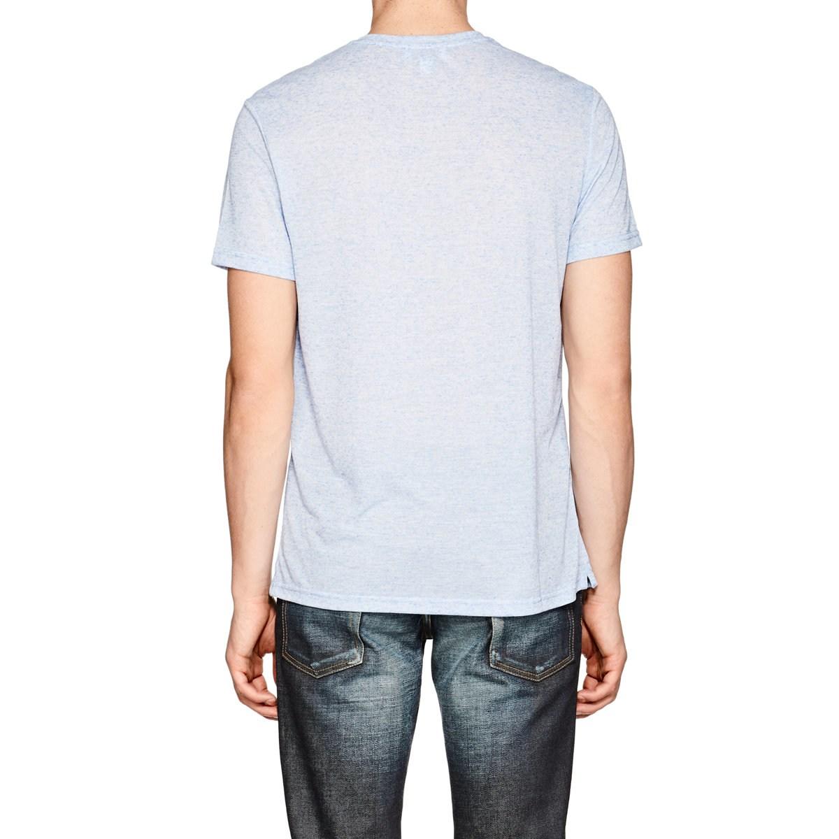 Download Barneys New York Synthetic Mélange V-neck T-shirt in Blue ...