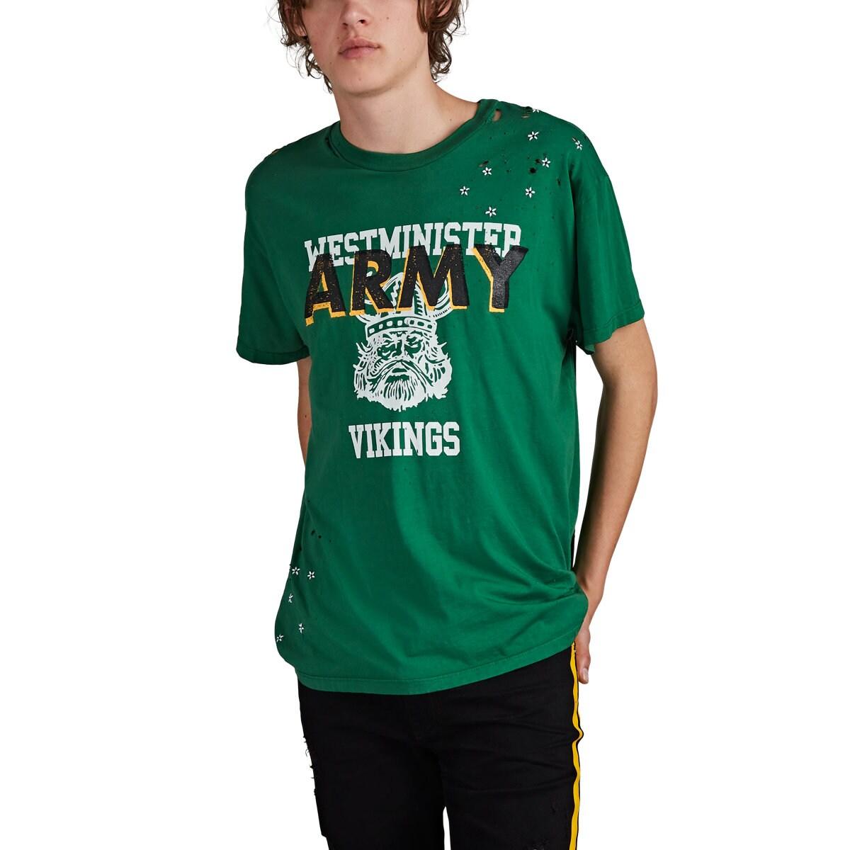 Amiri army Distressed Cotton T-shirt in Green for Men - Lyst