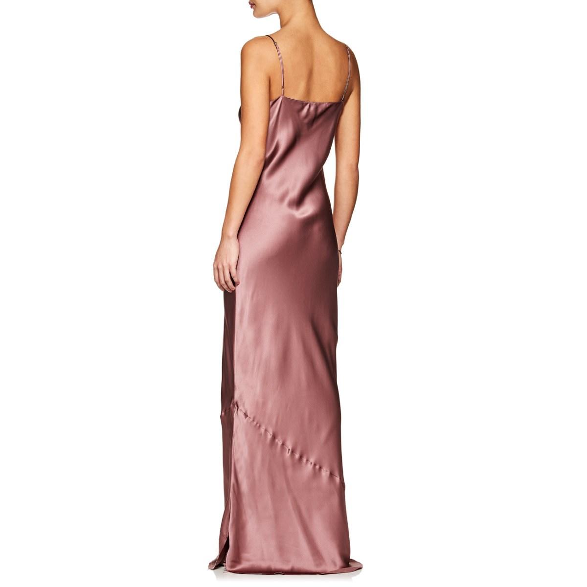 Nili Lotan Silk Maxi Slip Dress in Pink - Lyst