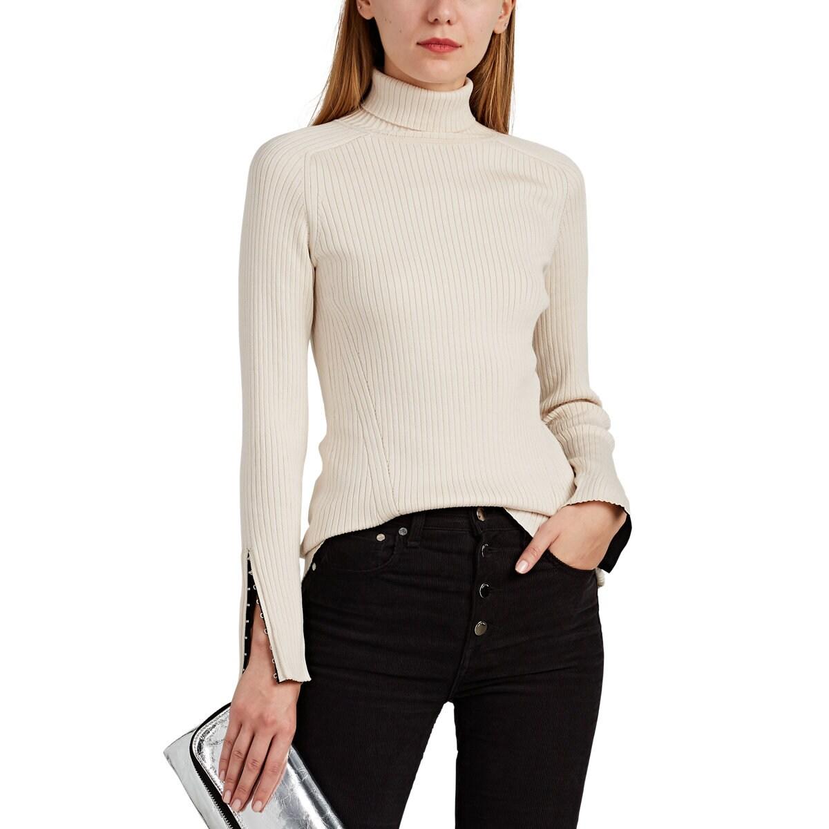 Rag & Bone Cotton Brynn Ribknit Turtleneck Sweater in White Lyst