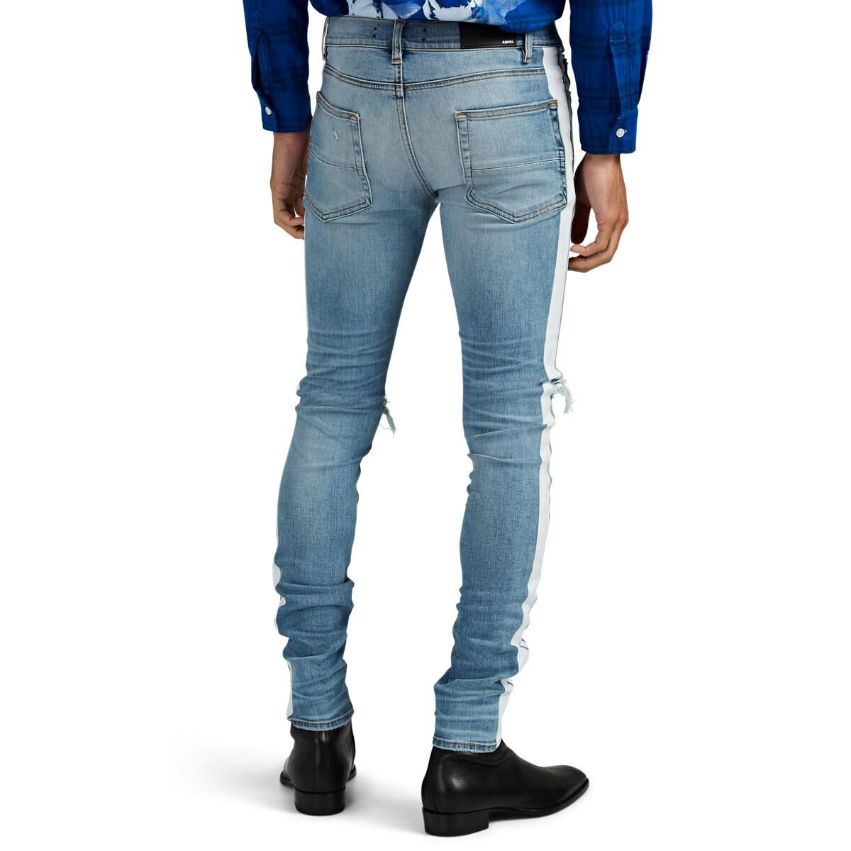 men's track jeans with stripe