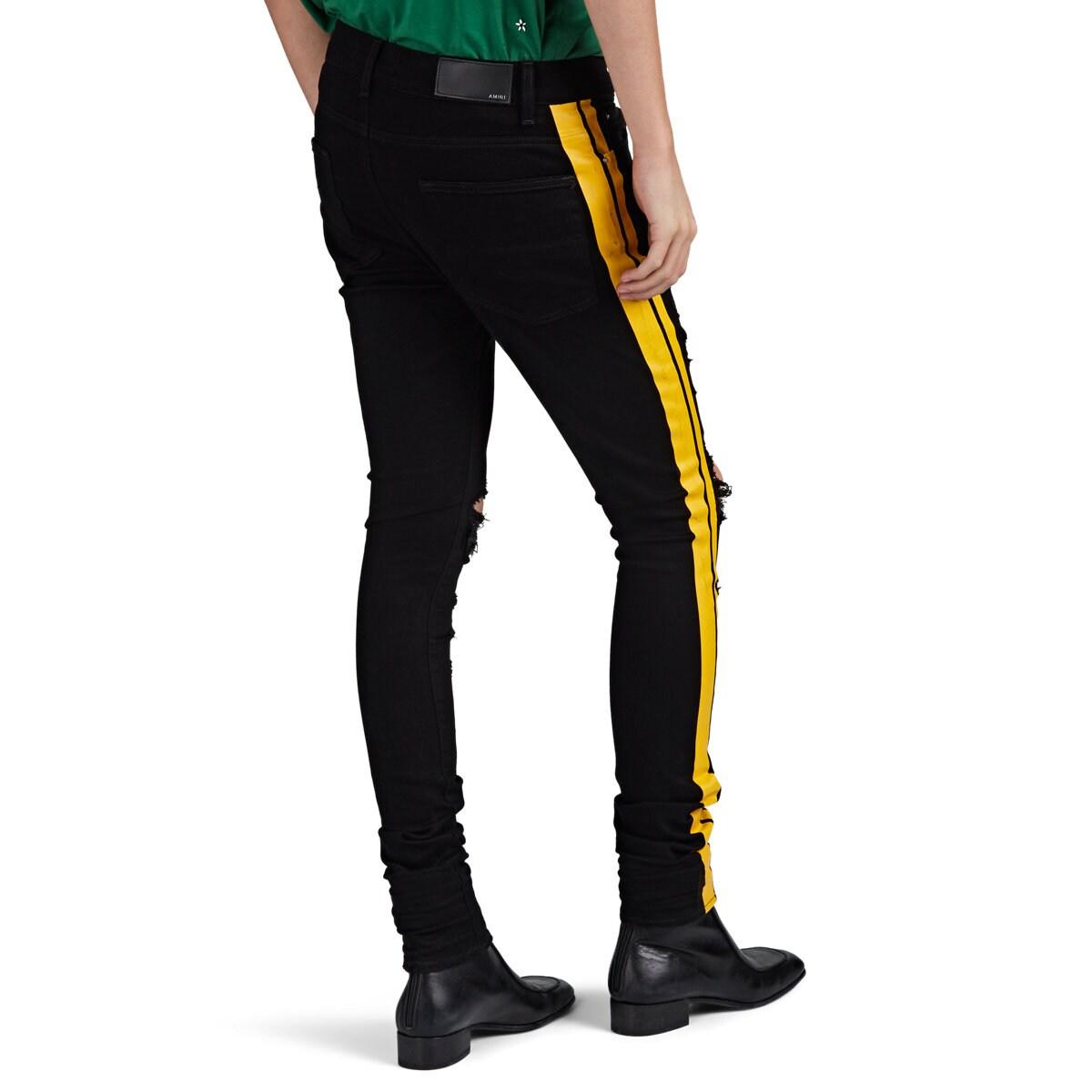 men's track jeans with stripe