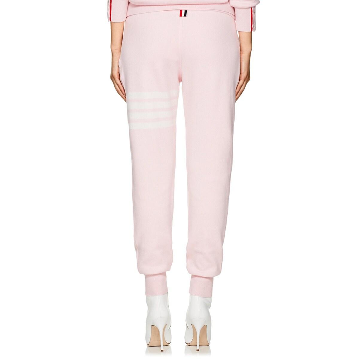 Thom Browne Block-striped Cashmere-blend Jogger Pants in Pink - Lyst
