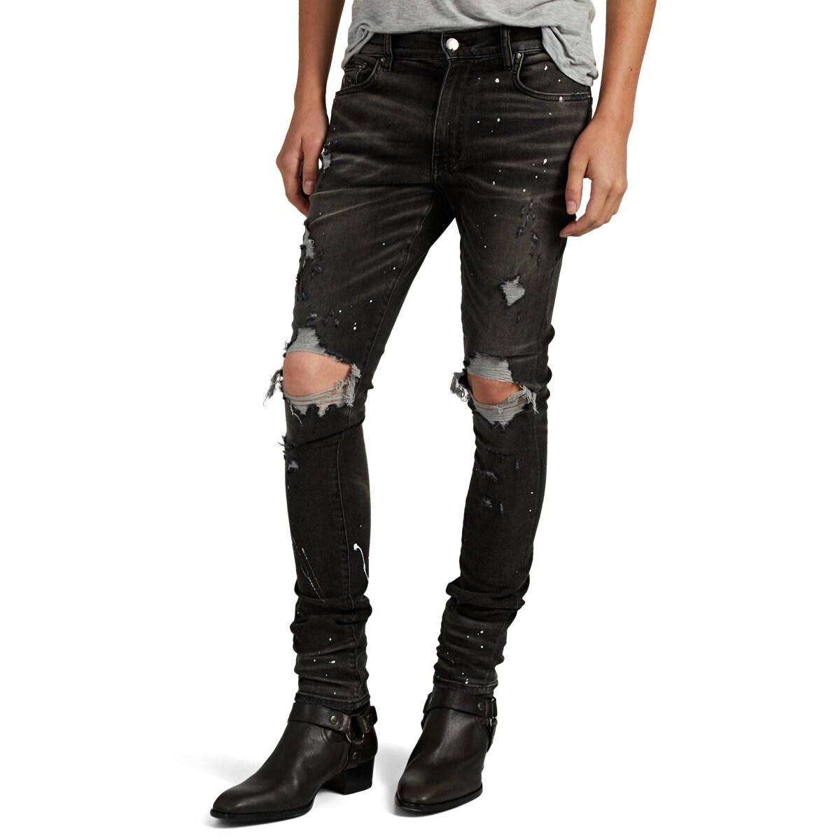 Amiri Denim Thrasher Paint-splatter Skinny Jeans in Black for Men - Lyst