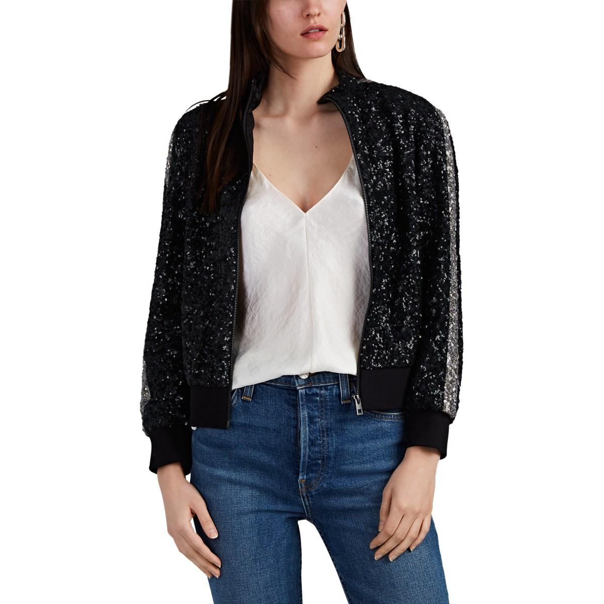 Zadig & Voltaire Synthetic Sequined Bomber Jacket in Black Lyst