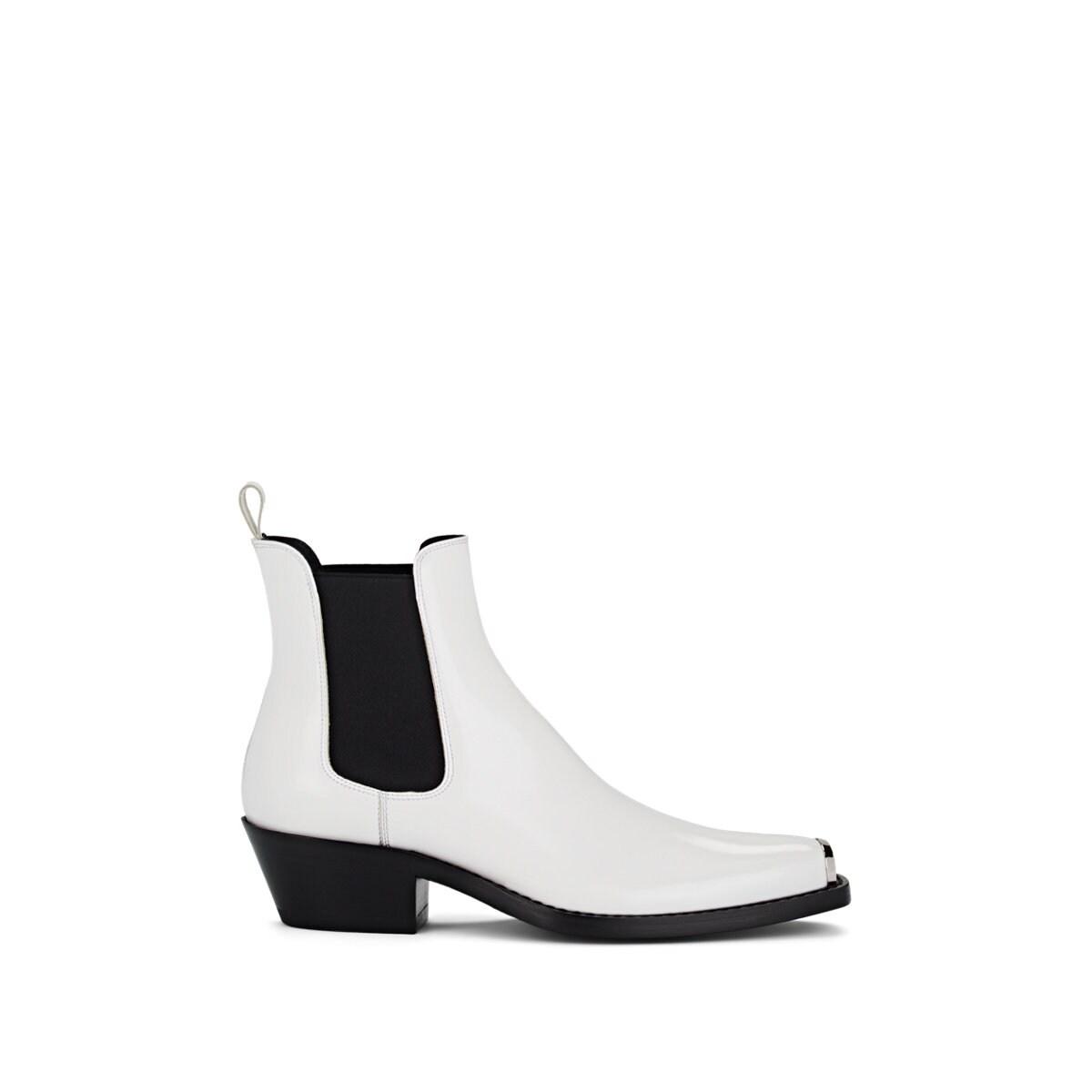 CALVIN KLEIN 205W39NYC Leather White Western Chris Chelsea Boots for ...